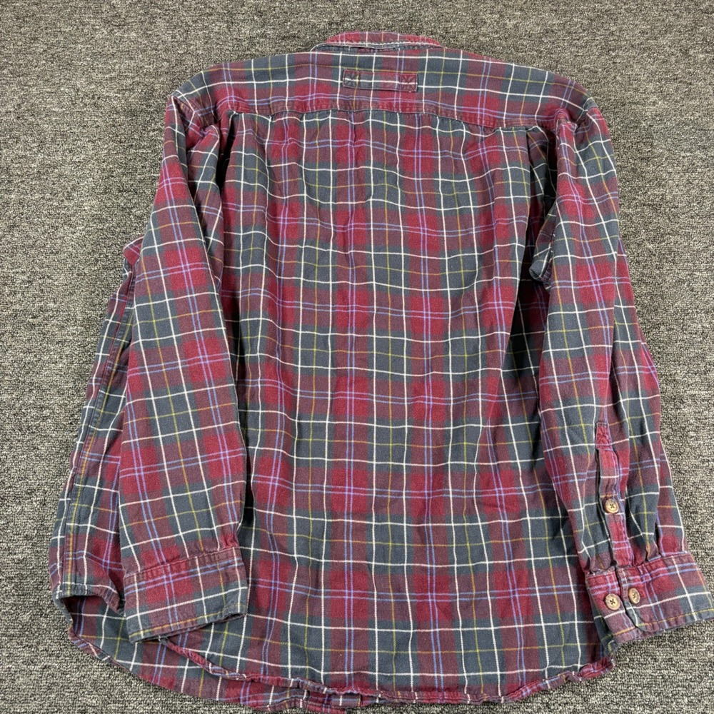 Duluth Trading Co Button Down Shirt Mens XL Burgundy Plaid Flannel Long Sleeve - Picture 6 of 7